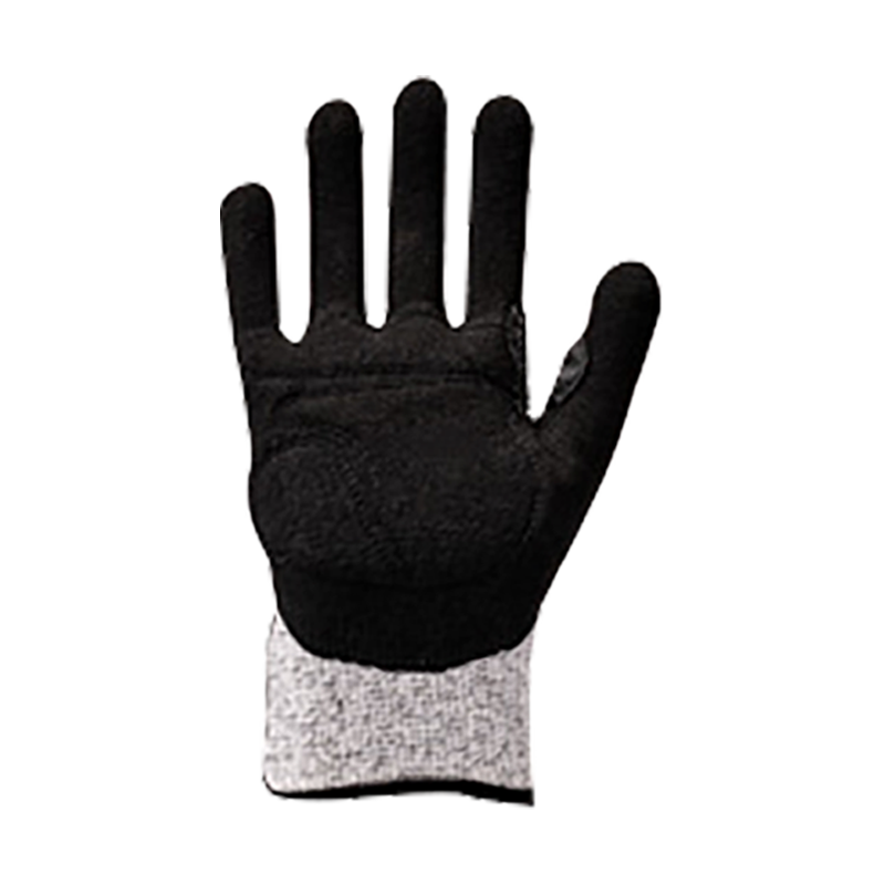 Подкладка из HPPE/стекловолокна 13G с нитриловым покрытием песочного цвета, прошивка из ПВХ на тыльной стороне и ЭВА на ладони, усиление в области промежности большого пальца